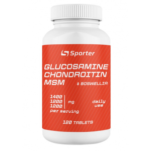 Глюкозамин, Хондроитин, МСМ з Босвелией, Sporter, Glucosamine Chondritin MSM + Boswellia - 120 таб