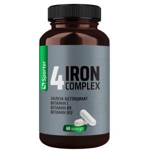 Комплекс з бісгліцинатом заліза, Sporter, 4 Iron complex - 60 капс