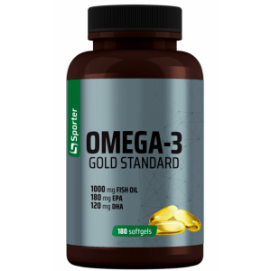 Омега 3 (рыбий жир) + витамин Е, Sporter, Omega-3 Gold Standard - 180 гель капс