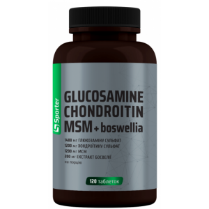 Базовый хондропротектор, Sporter, Glucosamine/Chondritin/MSM + Boswellia - 120 таб