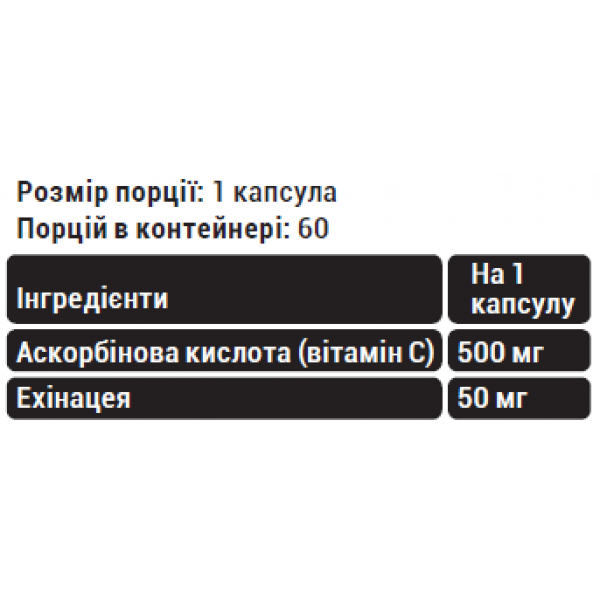 Витамин С + экстракт Эхинацеи, Sporter, Vitamin C + Echinacea - 60 капс