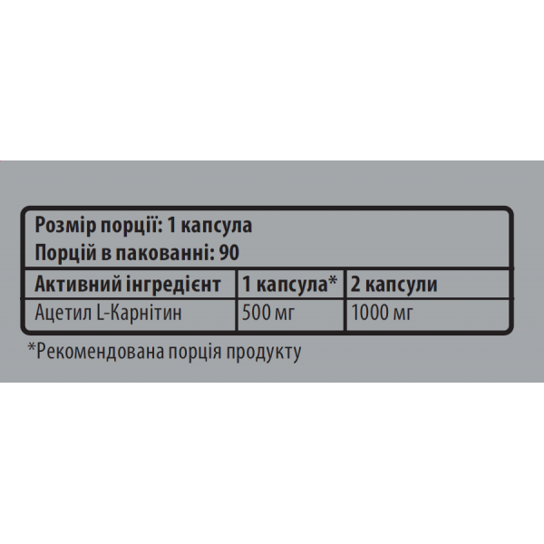 Л-Карнитин, ацетильная форма, Sporter, Acetyl-L-Carnitine 500 мг - 90 капс