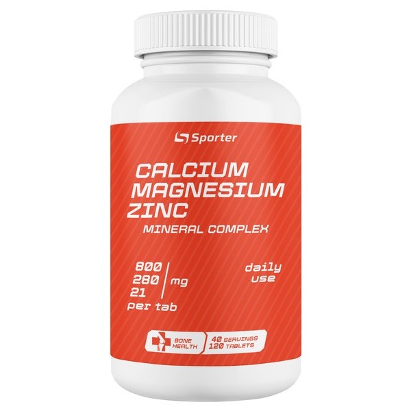 Кальций Магний Цинк, Sporter, Calcium Magnesium Zinc - 120 таб