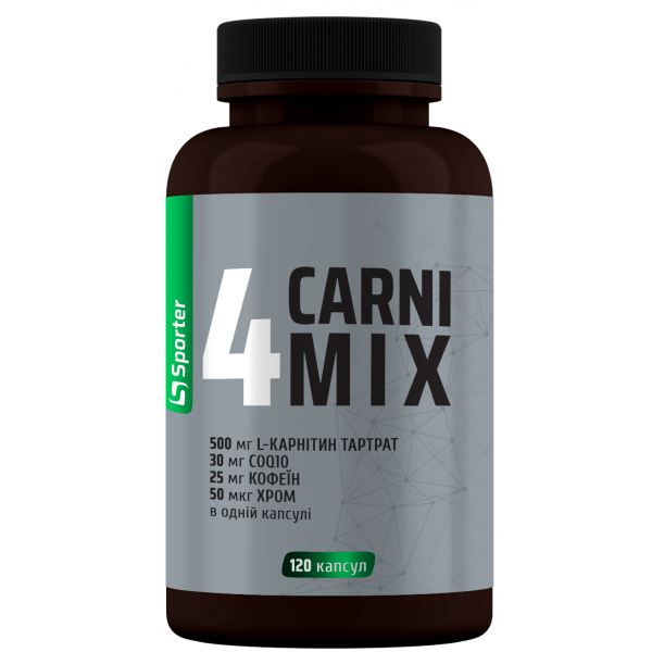 Жироспалювач з карнітином, Sporter, 4 Carni Mix - 120 капс