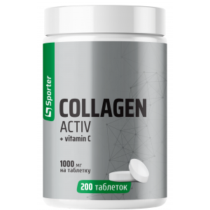 Коллаген пептид 1000 мг, Sporter, Collagen Active + Vit C 1000 мг - 200 таб