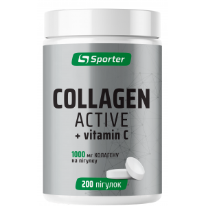 Коллаген пептид 1000 мг, Sporter, Collagen Active + Vit C 1000 мг - 200 таб