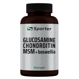 Глюкозамін Хондроітин МСМ + босвелія, Sporter, Glucosamine Chondroitin MSM + Boswellia - 120 таб