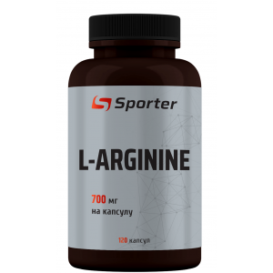 L-Аргінін, амінокислота донатор азоту, Sporter, L-Aginine 700 мг - 120 капс