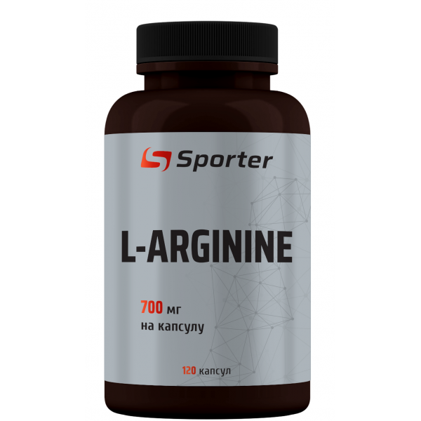 L-Аргинин, аминокислота донатор азота, Sporter, L-Aginine 700 мг - 120 капс