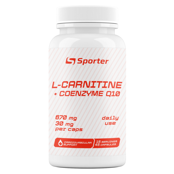 Л-карнитин + коэнзим Q10, Sporter, L- carnitine 670 мг + CoQ10  30 мг - 45 капс