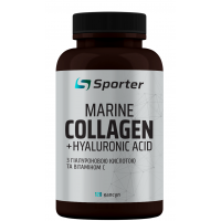 Рыбный коллаген для кожи с гиалуронкой, Sporter, Marine Collagen + Hyaluronic Acid – 120 капс
