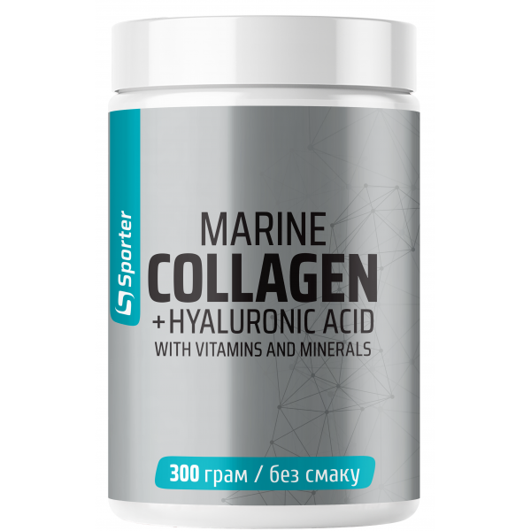 Пептиди рибного колагену, Sporter, Marine Collagen + Hyaluronic Acid - 300 г