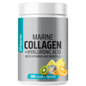 Пептиды рыбного коллагена, Sporter, Marine Collagen + Hyaluronic Acid – 300 г - Тропик
