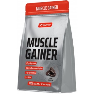 Гейнер високобілковий з креатином, Sporter, Muscle Gainer 30% - 1 кг - Печиво з кремом