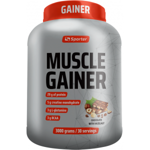Гейнер висококалорійний з креатином, Sporter, Muscle Gainer - 3 кг - Шоколад-Фундук