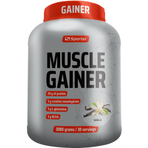 Гейнер висококалорійний з креатином, Sporter, Muscle Gainer - 3 кг - Ваніль
