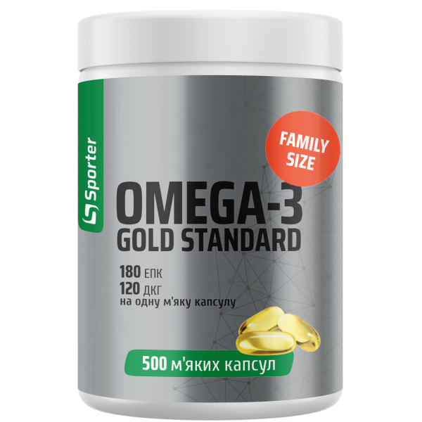 Омега 3 жирні кислоти, Sporter, Omega-3 Gold Standard - 500 гель капс