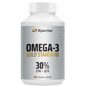 Риб'ячий жир (30% Омега-3), Sporter, Omega-3 Gold Standard 30% - 180 гель капс