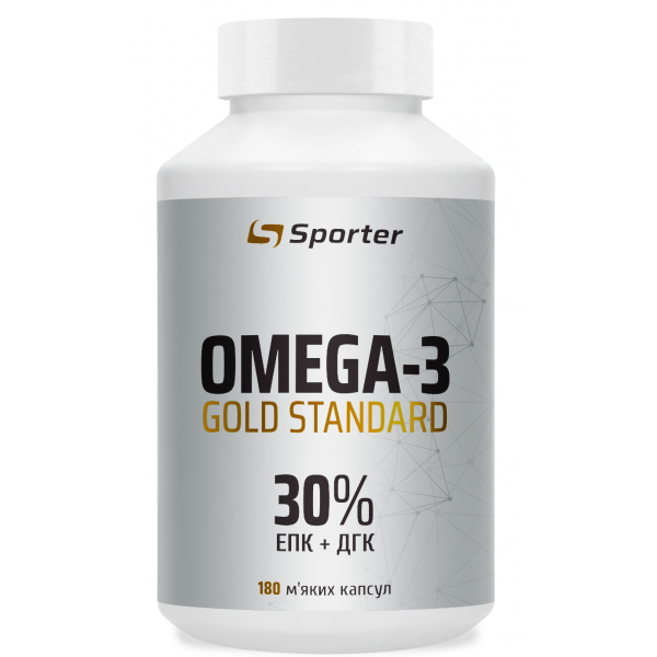 Риб'ячий жир (30% Омега-3), Sporter, Omega-3 Gold Standard 30% - 180 гель капс