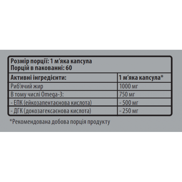 Риб'ячий жир (75% Омега 3), Sporter, Omega 3 Premium Concentrate 75% - 60 гель капс Риб'ячий жир (75% Омега 3), Sporter, Omega 3 Premium Concentrate 75% - 60 гель капс