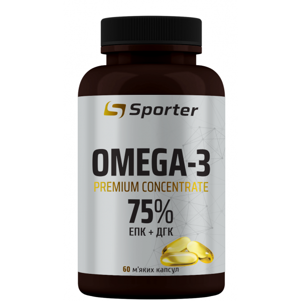 Риб'ячий жир (75% Омега 3), Sporter, Omega 3 Premium Concentrate 75% - 60 гель капс