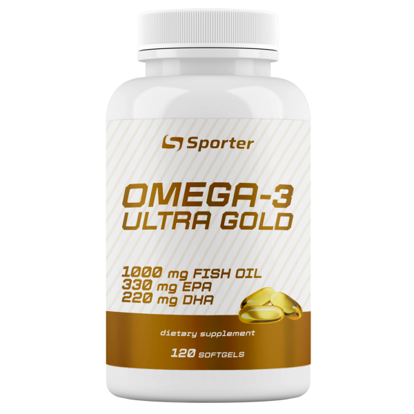 Омега 3 55% + Витамин Е, Sporter, Omega-3 Ultra Gold - 120 гель капс