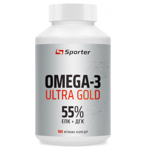 Омега-3 жирні кислоти (55% ЕПК+ДГК), Sporter, Omega-3 Ultra Gold - 180 гель капс