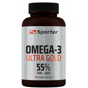 Рыбий жир (55% ЭПК+ДГК), Sporter, Omega-3 Ultra Gold - 90 гель капс