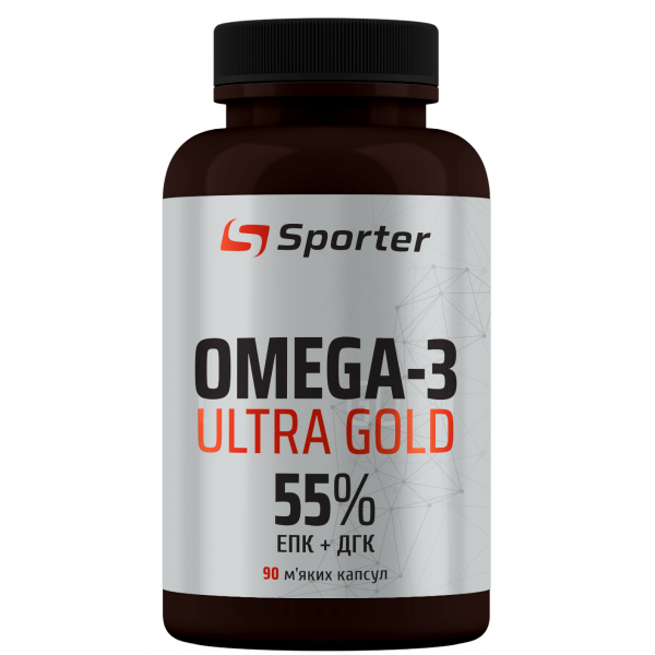 Рыбий жир (55% ЭПК+ДГК), Sporter, Omega-3 Ultra Gold - 90 гель капс