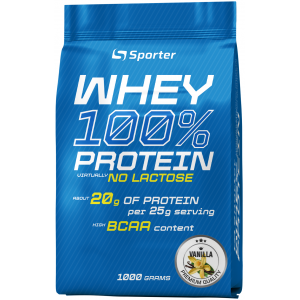 100% Сироватковий протеїн без лактози, Sporter, Whey 100% Protein (lactose free) - 1 кг - Ваніль