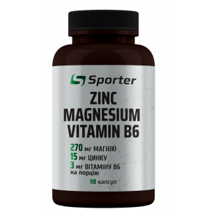 Цинк, Магній + В6, Sporter, Zinc Magnesium Vitamin B6 - 90 капс