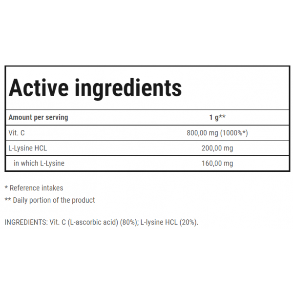 Комплекс для укрепления иммунитета (Витамин С + L-Лизин), Trec Nutrition, Vitamin C + L- Lysine Powder - 300 г