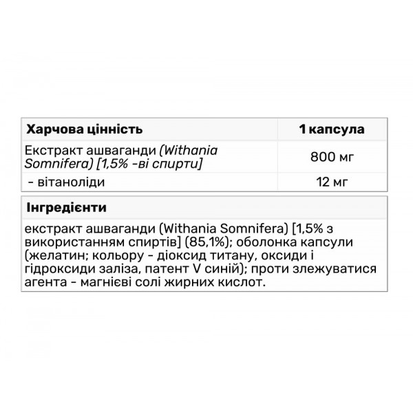 Ашваганда, Trec Nutrition, Ashwagandha 800 - 60 капс