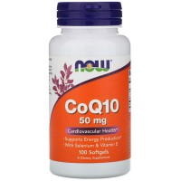 Коэнзим Q10 + Витамин Е, Селен, NOW, CoQ10 50 мг + VIT E 