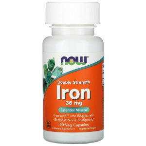 Залізо (бісгліцинат заліза), NOW, Iron 36 мг - 90 капс