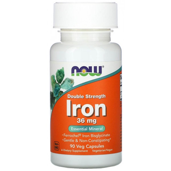 Железо (бисглицинат железа), NOW, Iron 36 мг - 90 капс