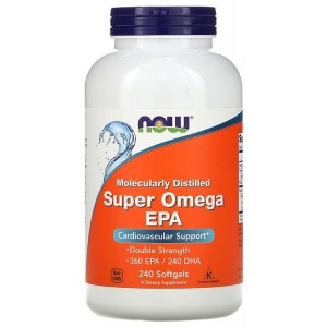 Концентрированная Омега-3 (360 EPA / 240 DHA), NOW, Super Omega EPA 1200 мг - 240 гель капс