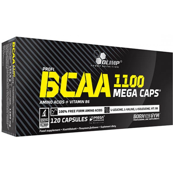 Аминокислоты ВСАА капсулы, Olimp Labs, BCAA mega caps 1100 - 120 капс