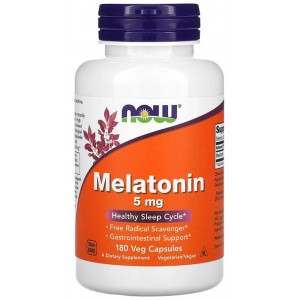 Мелатонин, NOW, Melatonin 5 мг - 180 веган капс