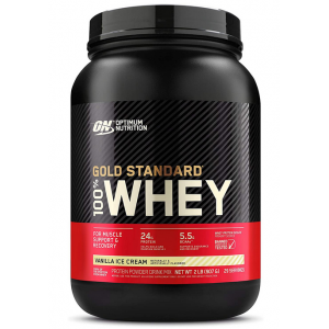 Сывороточный изолят, Optimum Nutrition, 100% Whey Gold Standard - 909 г - Ванильное мороженное