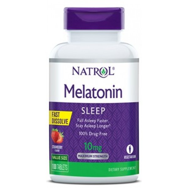 Melatonin Sleep Support, 10 mg клубничные 100 таб