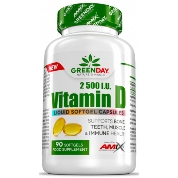 Витамин Д3, Amix, GreenDay Vitamin D3 2500 МЕ - 90 гель капс