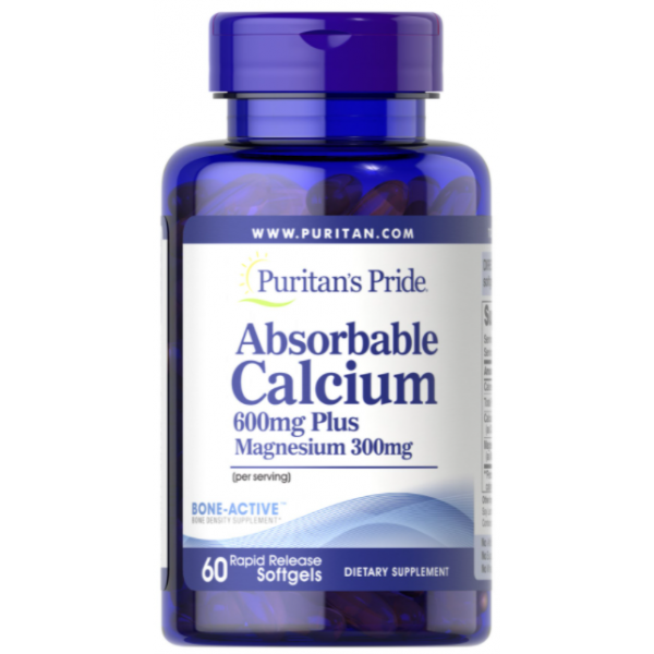 Absorbable Calcium (600мг) plus Magnesium (300мг) - 60 софт гель