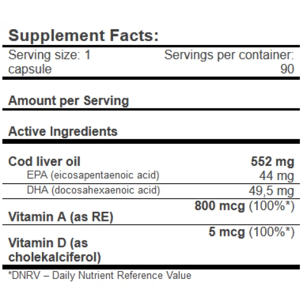 Масло печінки тріски (Омега 3), Amix, GreenDay Cod Liver Oil - 90 гель капс