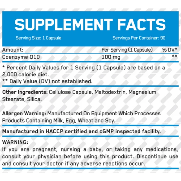 Коэнзим Q10, Everbuild Nutrition, High Potency Co-Q10 100 мг - 90 веган капс