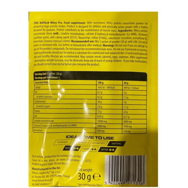 Протеїн + креатин, НМВ,  (пробник), Fitness Authority, Napalm Whey Pro - 30 г