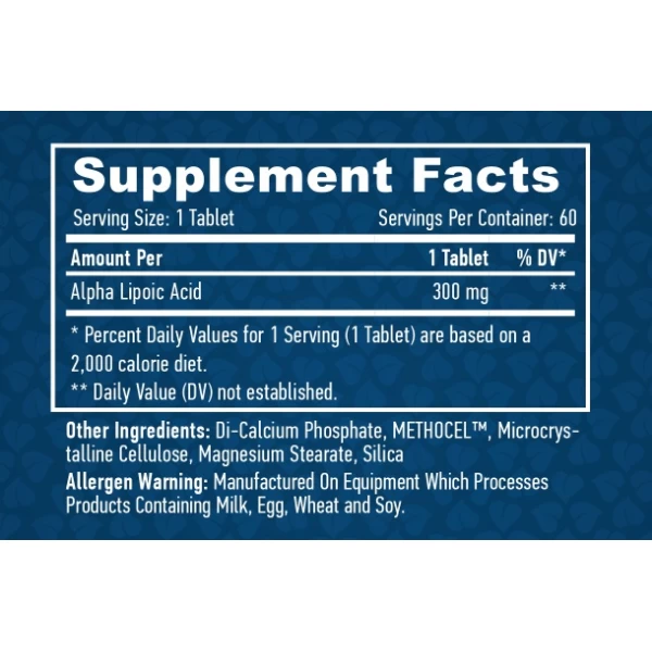 Альфа-ліпоєва кислота 300мг, Haya Labs, Sustained Release Alpha Lipoic Acid 300 мг - 60 таб