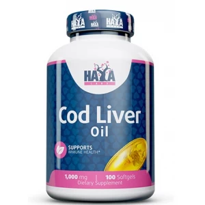 Омега 3 с масла печени Трески, Haya Labs, Cod Liver Oil 1000 мг - 100 гель капс
