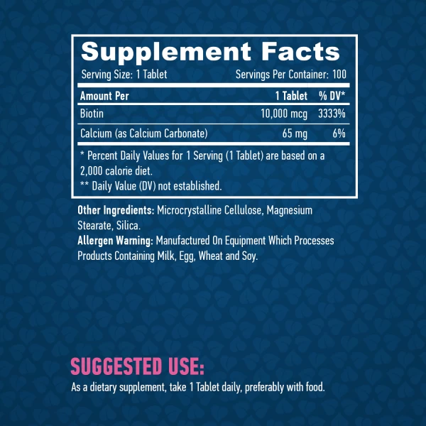 Біотин (Вітамін В7) в високій концентрації 10.000 мкг, Haya Labs, Biotin Maximum Strength 10,000 мкг - 100 таб
