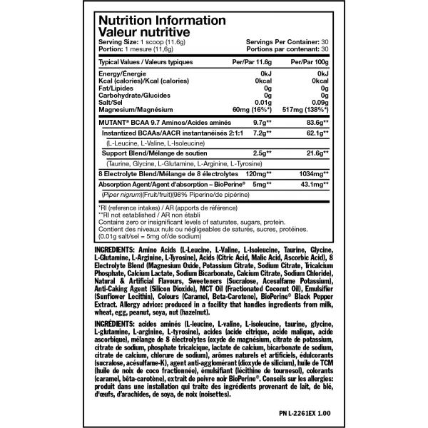 Амінокислоти ВСАА з електролітами, Mutant, BCAA 9.7 - 1 кг